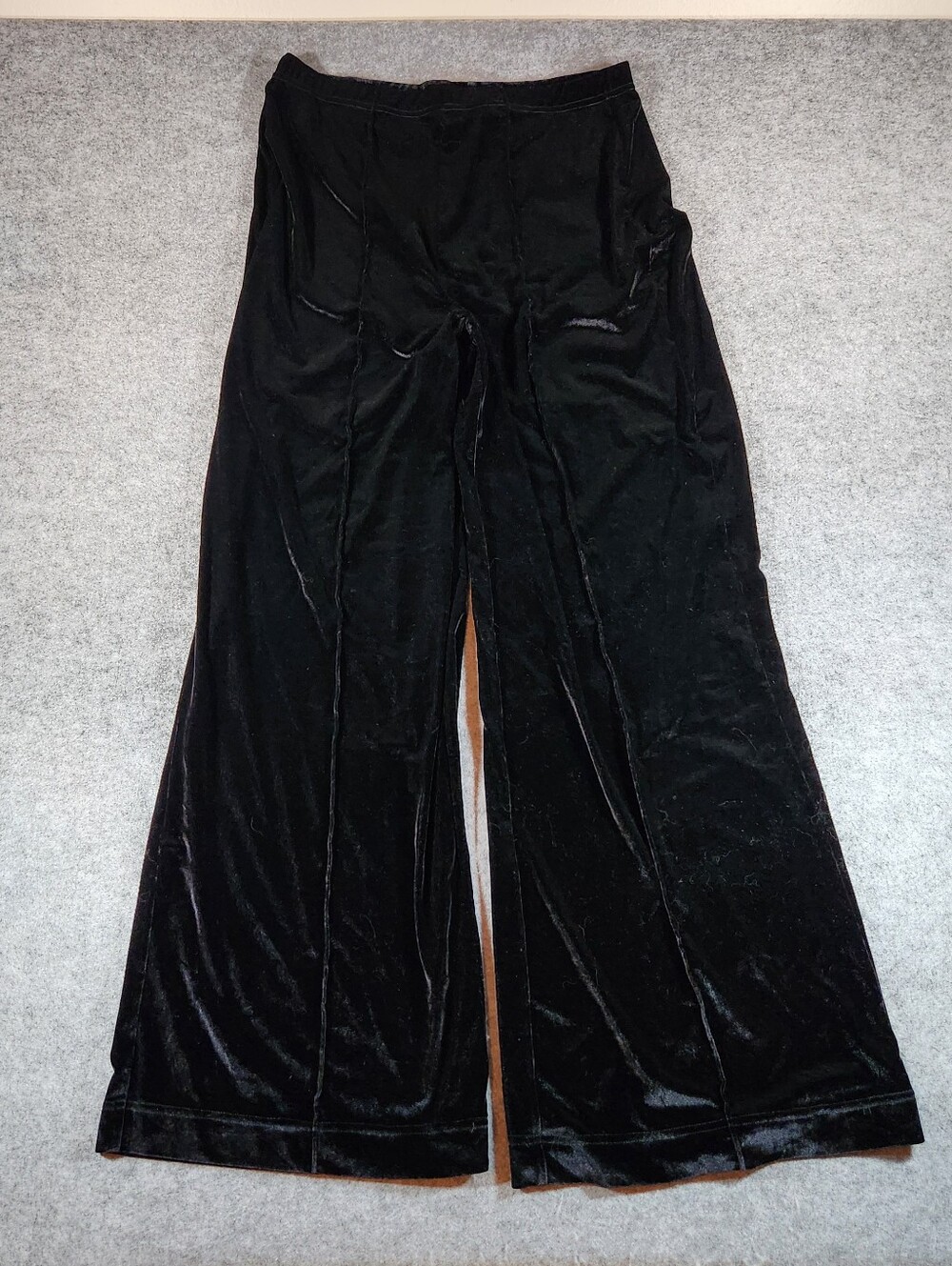 Boston Proper Flowy Black Wide-Leg Velvet Pants Witchy Vibe Large